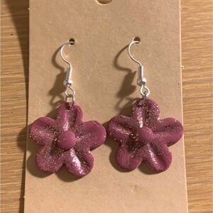 Pink Floral Dangle Earrings